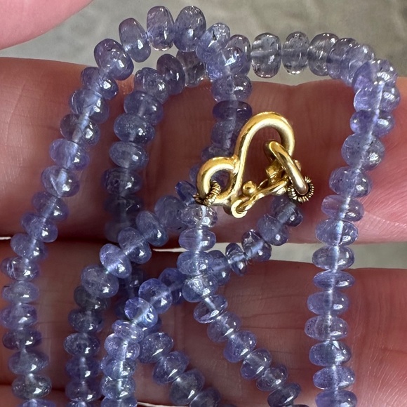 Designer REINSTEIN ROSS 20K - 22K Yellow Gold Smooth Tanzanite Gemstone Necklace - Picture 4 of 12